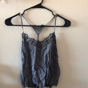 Grey blue open back tank